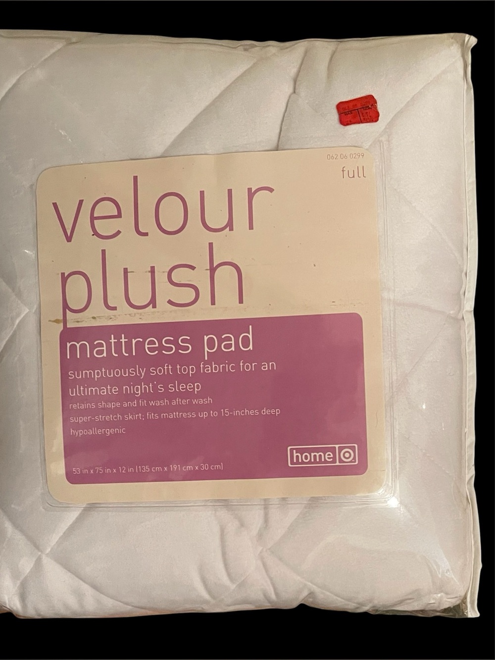 Velour Plush White Full Size Mattress Pad